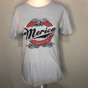 LAcolor 100% Cotton Women’s Short Sleeve America Tee Shirt Size Small